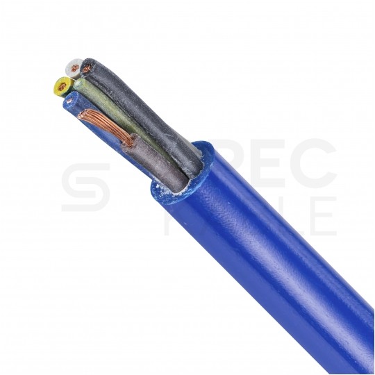 Kabel przemysłowy poliuretanowy PUR / H07BQ-F 5x0,75mm2 niebieski 300/500V zewnętrzny olejoodporny linka Elektrokabel