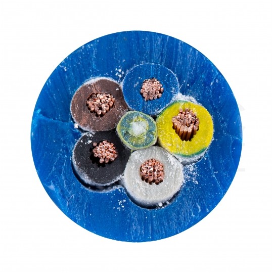 Kabel przemysłowy poliuretanowy PUR / H07BQ-F 5x2,5mm2 niebieski 450/750V zewnętrzny olejoodporny linka Elektrokabel