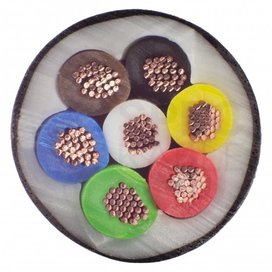 Kabel samochodowy YLYs 6x1mm2 + 1x1,5mm2 czarny 24V zewnętrzny przyczepowy linka Elektrokabel