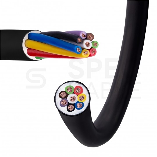 Kabel samochodowy YLYs 7x1mm2 + 1x1,5mm2 czarny 24V zewnętrzny przyczepowy linka Elektrokabel