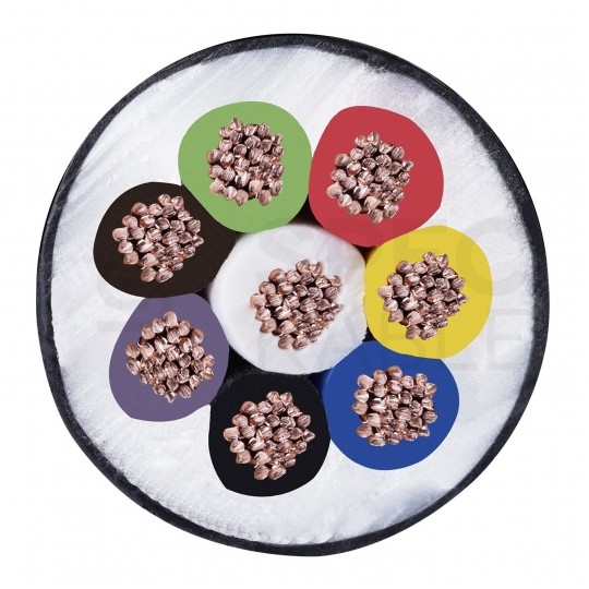 Kabel samochodowy YLYs 7x1mm2 + 1x1,5mm2 czarny 24V zewnętrzny przyczepowy linka Elektrokabel