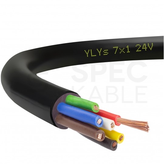 Kabel samochodowy YLYs 7x1mm2 czarny 24V zewnętrzny przyczepowy linka Elektrokabel
