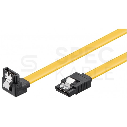 Kabel SATA III (wtyk kątowy / wtyk) żółty 0,5m