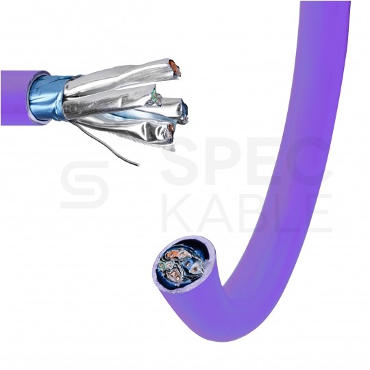 Kabel sieciowy F/FTP kat.6A skrętka 4x2x0,56mm wewnętrzny B2ca bezhalogenowy LSOH fioletowy NEKU