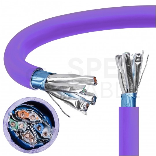 Kabel sieciowy F/FTP kat.6A skrętka 4x2x0,56mm wewnętrzny B2ca bezhalogenowy LSOH fioletowy NEKU