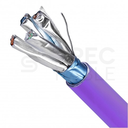 Kabel sieciowy F/FTP kat.6A skrętka 4x2x0,56mm wewnętrzny B2ca bezhalogenowy LSOH fioletowy NEKU