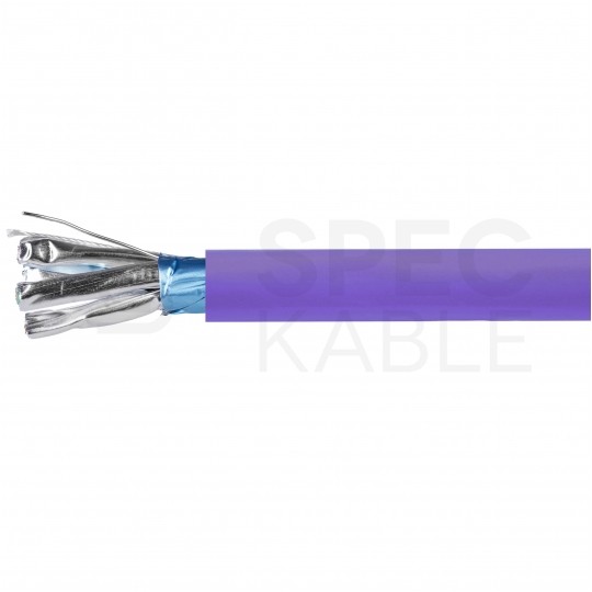 Kabel sieciowy F/FTP kat.6A skrętka 4x2x0,56mm wewnętrzny Dca bezhalogenowy LSOH fioletowy NEKU