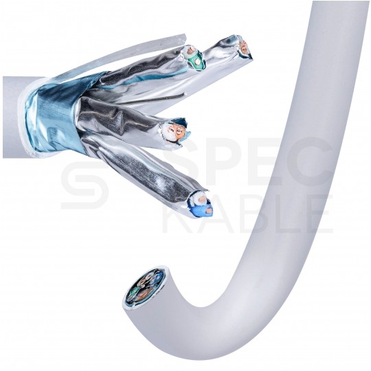 Kabel sieciowy F/FTP kat.6A skrętka 4x2x0,57mm wewnętrzny B2ca bezhalogenowy LSOH szary Alantec