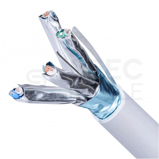 Kabel sieciowy F/FTP kat.6A skrętka 4x2x0,57mm wewnętrzny B2ca bezhalogenowy LSOH szary Alantec