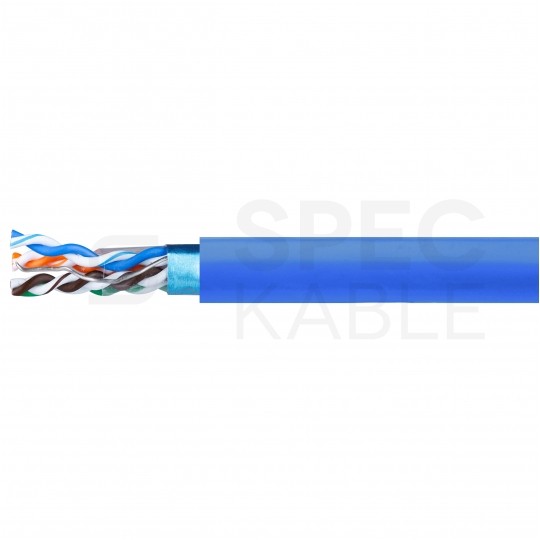 Kabel sieciowy F/UTP kat.5 skrętka 4x2x0,5mm wewnętrzny Dca bezhalogenowy LSOH niebieski Telegärtner