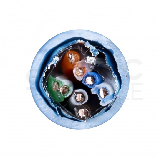 Kabel sieciowy F/UTP kat.5 skrętka 4x2x0,5mm wewnętrzny Dca bezhalogenowy LSOH niebieski Telegärtner