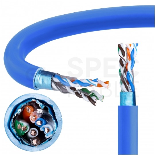 Kabel sieciowy F/UTP kat.5 skrętka 4x2x0,5mm wewnętrzny Dca bezhalogenowy LSOH niebieski Telegärtner