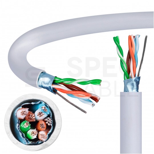 Kabel sieciowy F/UTP kat.5e skrętka 4x2x0,48mm wewnętrzny PVC szary linka Telegärtner