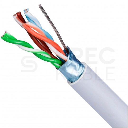 Kabel sieciowy F/UTP kat.5e skrętka 4x2x0,48mm wewnętrzny PVC szary linka Telegärtner