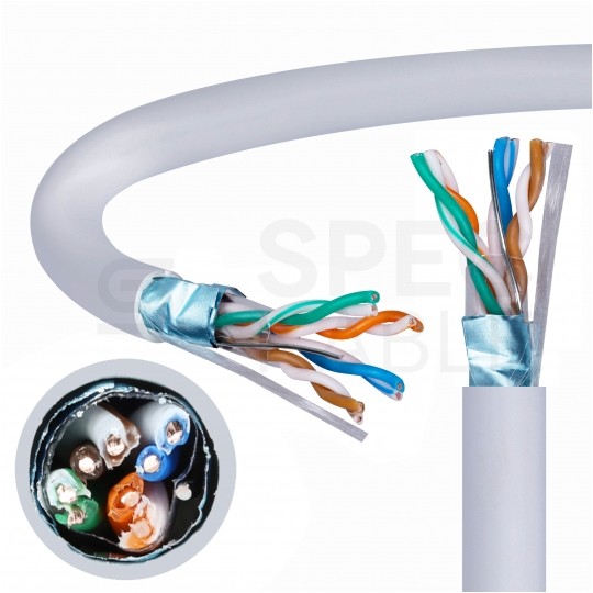 Kabel sieciowy F/UTP kat.5e skrętka 4x2x0,51mm wewnętrzny Eca PVC szary Alantec