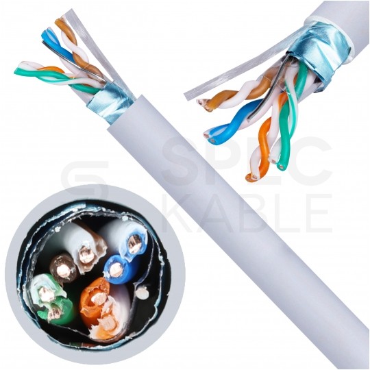 Kabel sieciowy F/UTP kat.5e skrętka 4x2x0,51mm wewnętrzny FRPVC szary Alantec
