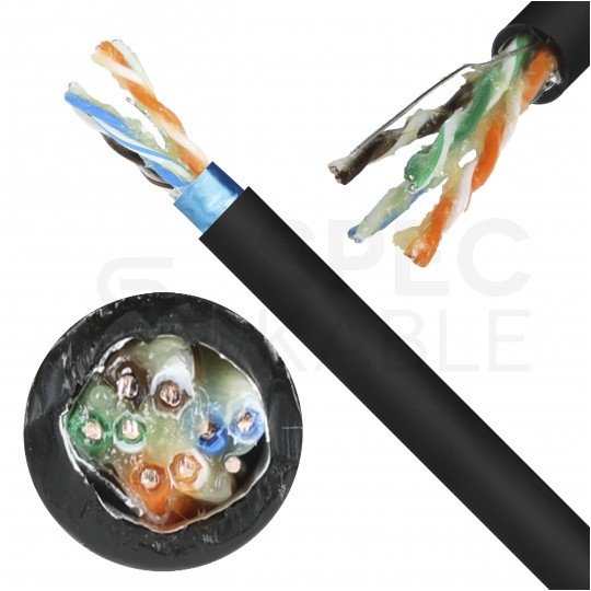 Kabel sieciowy F/UTP kat.5e skrętka 4x2x0,5mm zewnętrzny żelowany PE czarny Bitner