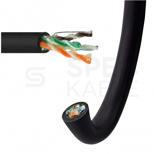 Kabel sieciowy F/UTP kat.5e skrętka 4x2x0,5mm zewnętrzny żelowany PE czarny Bitner BiTLAN