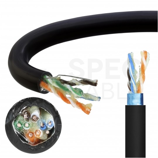 Kabel sieciowy F/UTP kat.5e skrętka 4x2x0,5mm zewnętrzny żelowany PE czarny Bitner BiTLAN