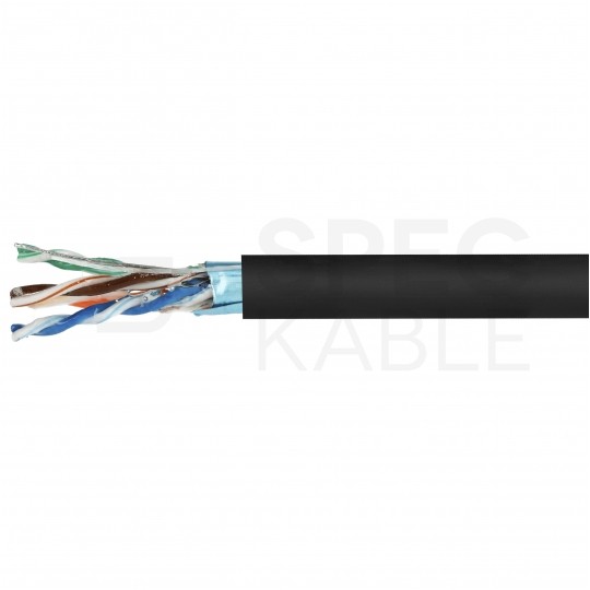 Kabel sieciowy F/UTP kat.5e skrętka 4x2x0,5mm zewnętrzny żelowany PE czarny SecurityNET