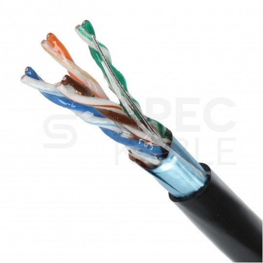 Kabel sieciowy F/UTP kat.5e skrętka 4x2x0,5mm zewnętrzny żelowany PE czarny SecurityNET
