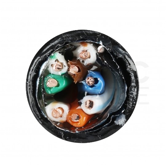 Kabel sieciowy F/UTP kat.5e skrętka 4x2x0,5mm zewnętrzny żelowany PE czarny SecurityNET