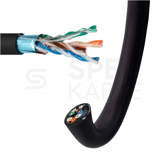 Kabel sieciowy F/UTP kat.5e skrętka 4x2x0,5mm zewnętrzny żelowany PE czarny SecurityNET