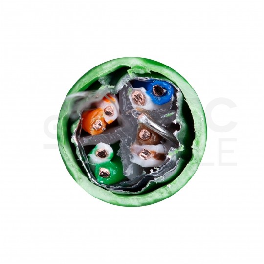 Kabel sieciowy F/UTP kat.6 skrętka 4x2x0,51mm wewnętrzny B2ca bezhalogenowy LSOH zielony Corning