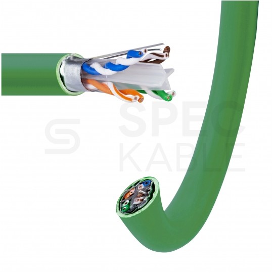 Kabel sieciowy F/UTP kat.6 skrętka 4x2x0,51mm wewnętrzny B2ca bezhalogenowy LSOH zielony Corning