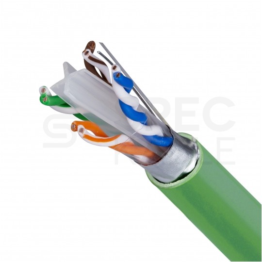 Kabel sieciowy F/UTP kat.6 skrętka 4x2x0,51mm wewnętrzny B2ca bezhalogenowy LSOH zielony Corning