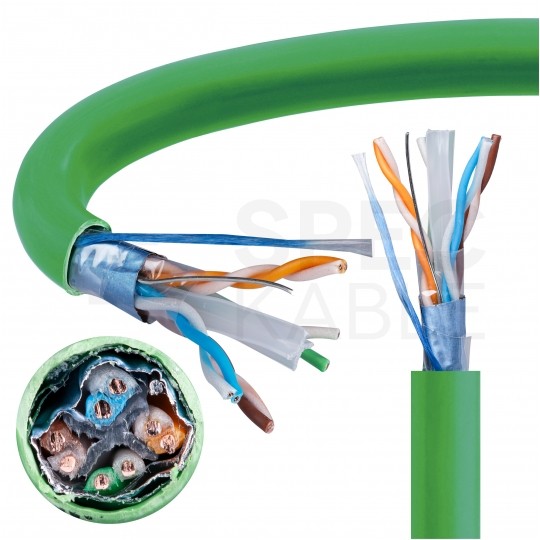 Kabel sieciowy F/UTP kat.6 skrętka 4x2x0,51mm wewnętrzny Dca bezhalogenowy LSOH zielony Corning