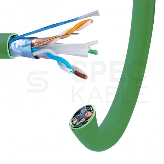 Kabel sieciowy F/UTP kat.6 skrętka 4x2x0,51mm wewnętrzny Dca bezhalogenowy LSOH zielony Corning