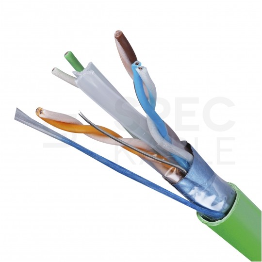 Kabel sieciowy F/UTP kat.6 skrętka 4x2x0,51mm wewnętrzny Dca bezhalogenowy LSOH zielony Corning