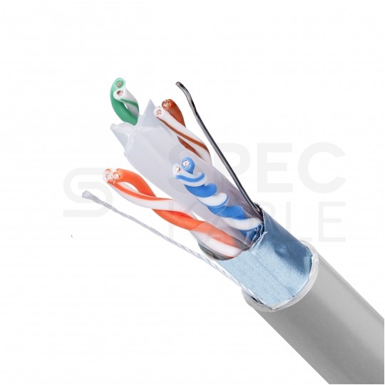 Kabel sieciowy F/UTP kat.6 skrętka 4x2x0,51mm wewnętrzny Eca PVC szary NEKU