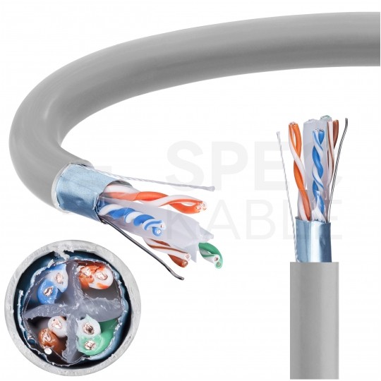 Kabel sieciowy F/UTP kat.6 skrętka 4x2x0,56mm wewnętrzny Dca bezhalogenowy LSOH szary NEKU