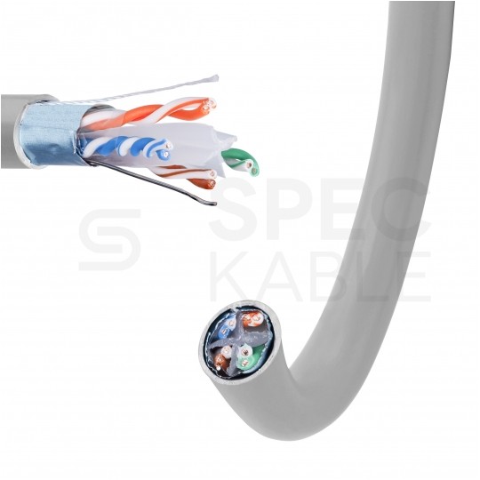 Kabel sieciowy F/UTP kat.6 skrętka 4x2x0,56mm wewnętrzny Dca bezhalogenowy LSOH szary NEKU