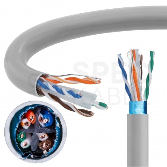 Kabel sieciowy F/UTP kat.6 skrętka 4x2x0,56mm wewnętrzny PVC szary SecurityNET