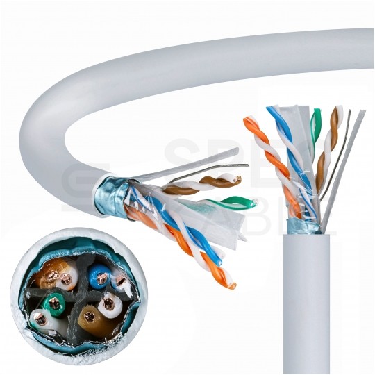 Kabel sieciowy F/UTP kat.6 skrętka 4x2x0,57mm wewnętrzny Dca bezhalogenowy LSOH szary Alantec