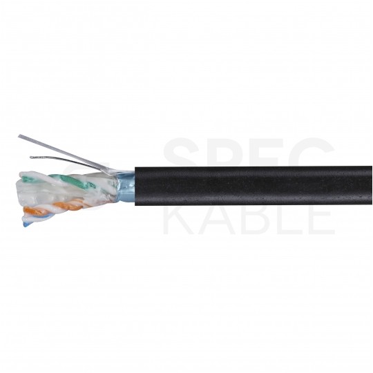Kabel sieciowy F/UTP kat.6 skrętka 4x2x0,57mm zewnętrzny żelowany PE czarny Alantec