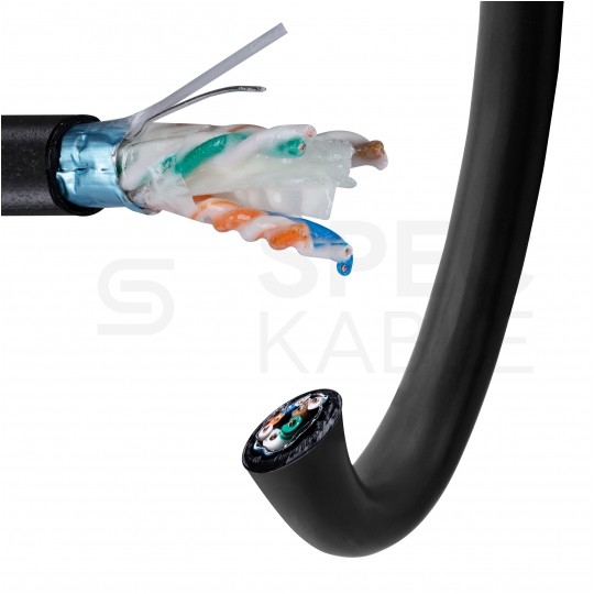 Kabel sieciowy F/UTP kat.6 skrętka 4x2x0,57mm zewnętrzny żelowany PE czarny Alantec