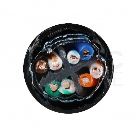 Kabel sieciowy F/UTP kat.6A skrętka 4x2x0,56mm zewnętrzny suchy PE czarny SecurityNET