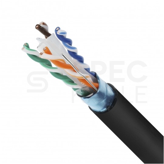 Kabel sieciowy F/UTP kat.6A skrętka 4x2x0,56mm zewnętrzny suchy PE czarny SecurityNET