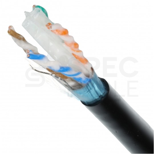 Kabel sieciowy F/UTP kat.6A skrętka 4x2x0,56mm zewnętrzny żelowany PE czarny SecurityNET