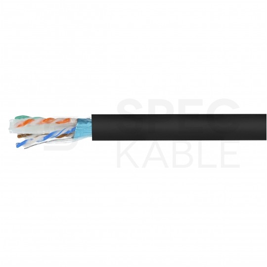 Kabel sieciowy F/UTP kat.6A skrętka 4x2x0,56mm zewnętrzny żelowany PE czarny SecurityNET