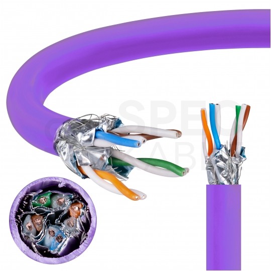 Kabel sieciowy S/FTP kat.6A skrętka 4x2x0,56mm wewnętrzny B2ca bezhalogenowy LSOH fioletowy Molex
