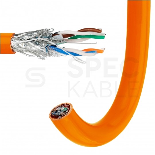 Kabel sieciowy S/FTP kat.7 skrętka 4x2x0,56mm wewnętrzny Dca bezhalogenowy LSOH pomarańczowy SecurityNET