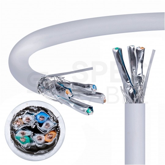 Kabel sieciowy S/FTP kat.7 skrętka 4x2x0,57mm wewnętrzny B2ca bezhalogenowy LSOH szary Alantec