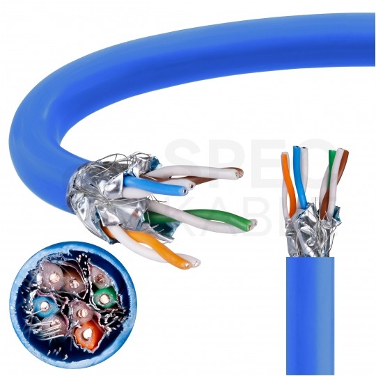 Kabel sieciowy S/FTP kat.7 skrętka 4x2x0,57mm wewnętrzny Dca bezhalogenowy LSOH niebieski Telegärtner