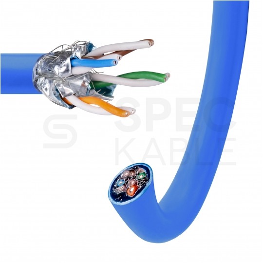 Kabel sieciowy S/FTP kat.7 skrętka 4x2x0,57mm wewnętrzny Dca bezhalogenowy LSOH niebieski Telegärtner