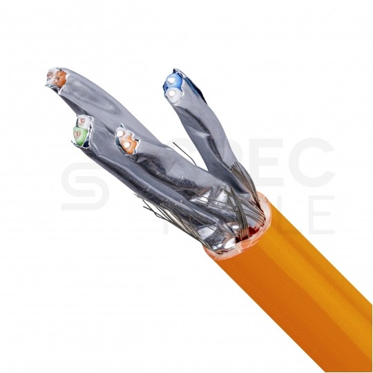 Kabel sieciowy S/FTP kat.7 skrętka 4x2x0,57mm wewnętrzny Dca bezhalogenowy LSOH pomarańczowy DIGITUS